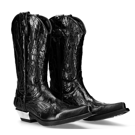 boty kožené - Flame Biker (7921-S1) Black - NEW ROCK - M.7921-S1 40