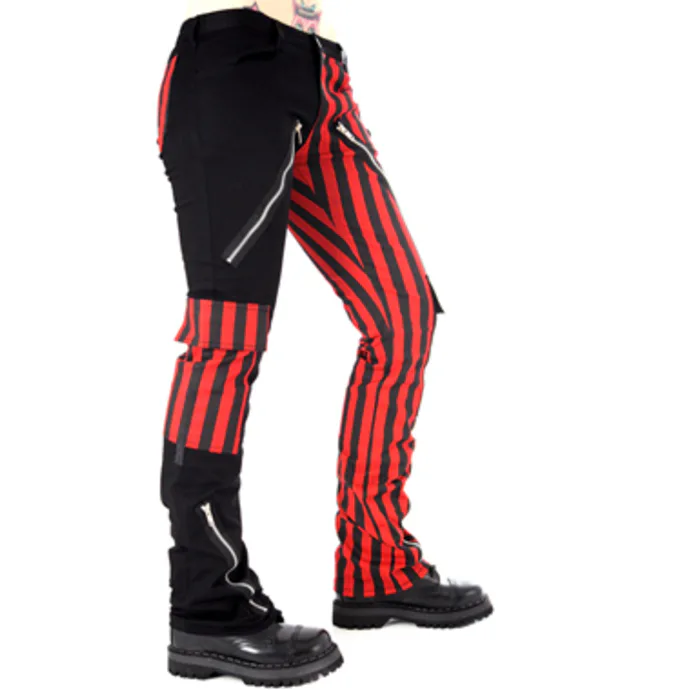 kalhoty gothic BLACK PISTOL Freak Pants Stripe (Black/Red) 26